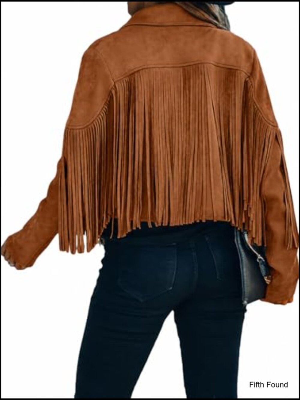 Faux Suede Leather Cropped Fringe Jacket Motorcycle Coat - Picture 3 of 7